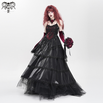 DEVIL FASHION前中有定位花吊带连衣裙【SKT243】