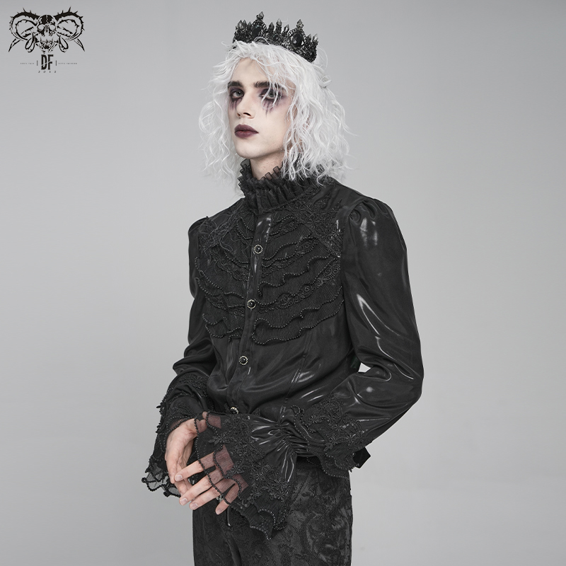 Devilfashion哥特闪光长袖衬衫