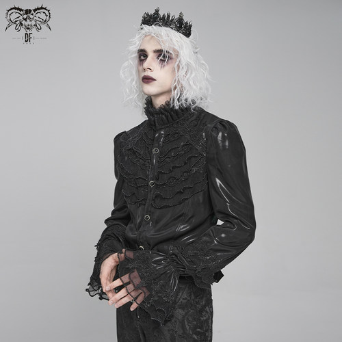 Devilfashion哥特闪光长袖衬衫