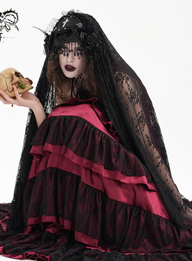 Devil fashion 恶魔时尚圆舞曲黑红暗黑小恶魔万圣节头纱AS204