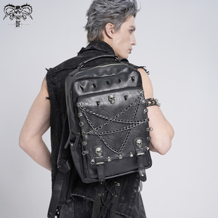 Devil fashion恶魔时尚 双肩包拉链设计骷髅双层背包【AS208】