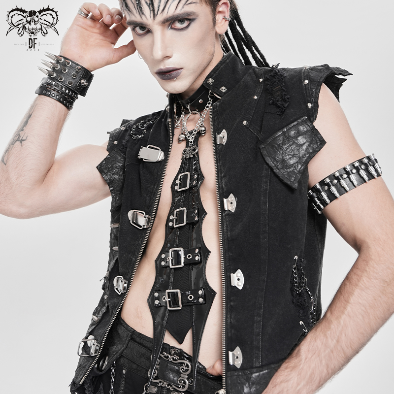 Devil fashion恶魔时尚多袢皮项圈朋克领带潮流饰品男女【as246】