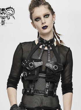 Devil fashion 黑色欧美不对称破烂做旧口袋脖套饰品【AS044】