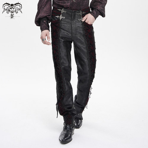DEVIL FASHION恶魔时尚哥特无弹花纹皮长裤【PT29801/2】