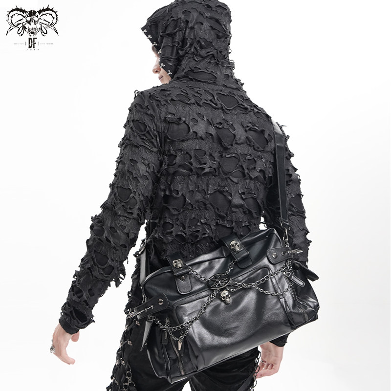 Devil fashion恶魔时尚 黑色拉链骷髅设计手提包斜跨包【AS207】