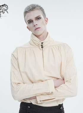 Devil fashion 恶魔时尚男装中世纪复古棉麻立领衬衫【SHT101】