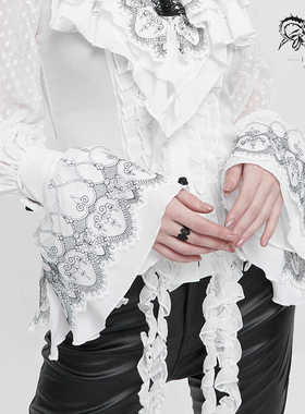 Devil fashion 恶魔时尚黑线绣花白色哥特袖套【AS122】