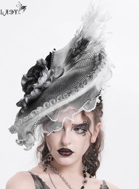 EVA LAYD 半边型羽毛花朵草帽发箍哥特头饰【EAS02401/02】