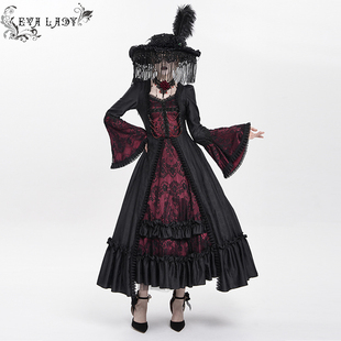 连衣裙秋冬ESKT06601 复古宫廷风哥特花纹丁花网长袖 LADY EVA