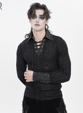 Devil fashion 恶魔时尚男装朋克过胶花纹针织套头衬衫【SHT089】