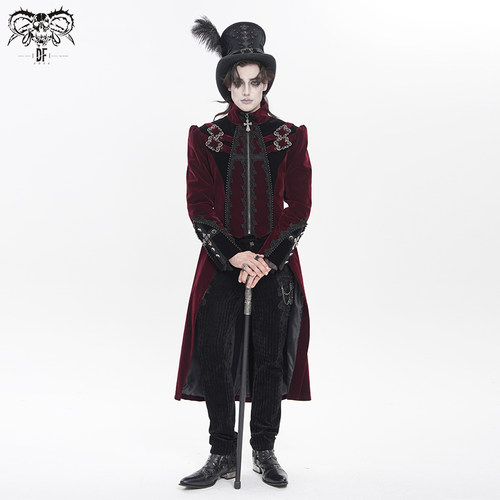 DEVIL FASHON恶魔时尚哥特纬平绒长款外套【CT27801/2】