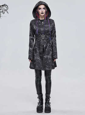 Devil fashion 过胶基本款显瘦时尚黑色长袖朋克女外套【CT186】