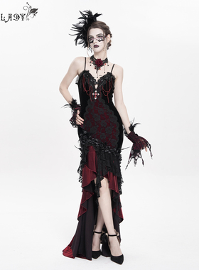 EVA LADY 新年战袍吊带鱼尾哥特珠帘束型拖尾连衣裙ESKT06301/02