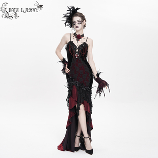 新年战袍吊带鱼尾哥特珠帘束型拖尾连衣裙ESKT06301 EVA LADY