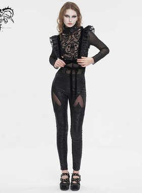 Devil fashion 黑色印花修身显瘦弹力中腰铅笔小脚【PT224】