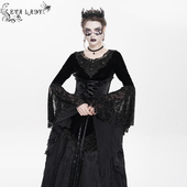原创设计暗黑风假两件带腰封长袖 EVA LADY 哥特T恤上衣秋冬ETT043