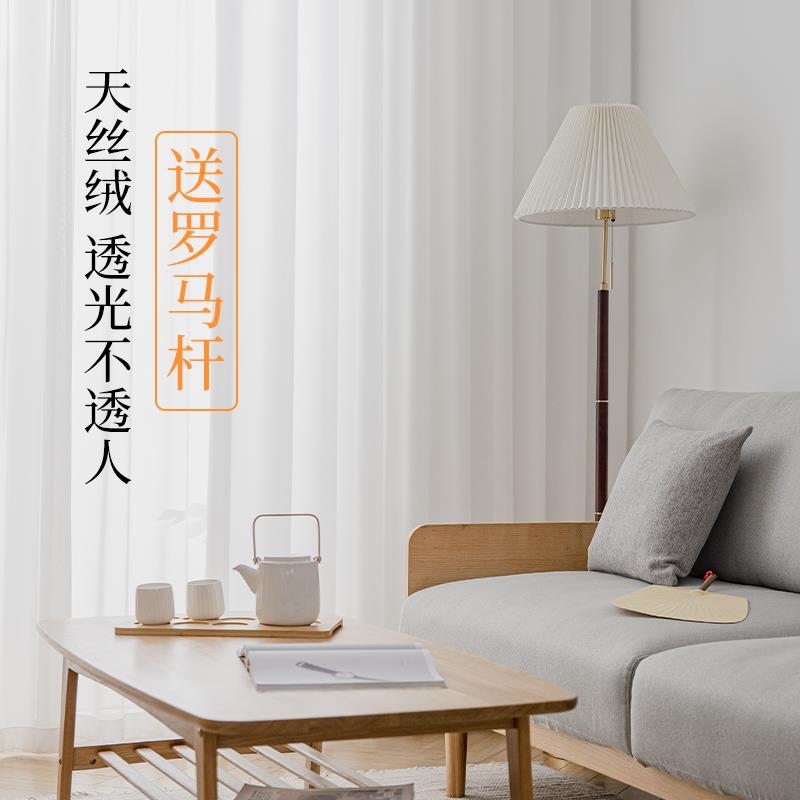 天丝绒窗纱白纱纱帘透光不透人幻影梦幻帘窗帘办公室客厅高端大气