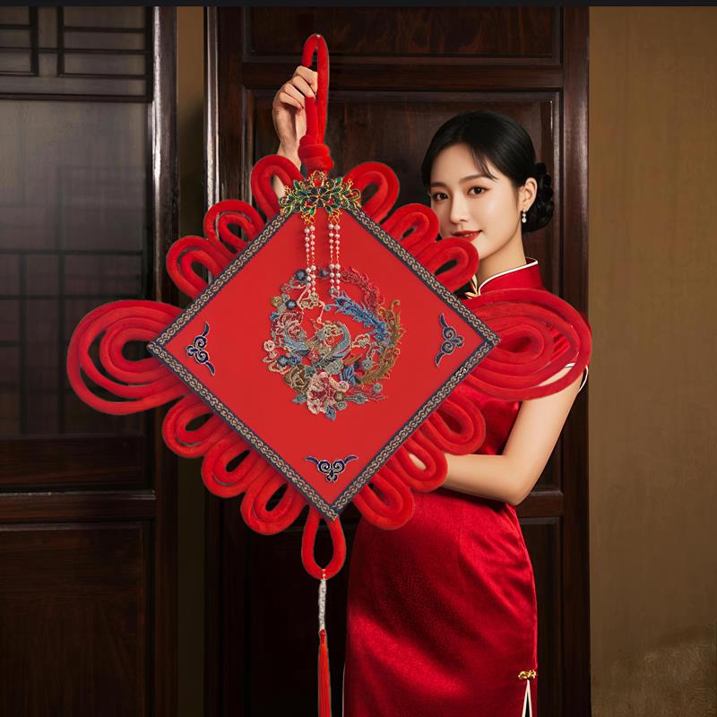 创意中国结挂件客厅刺绣平安节入户门口挂饰玄关装饰品小挂件过年