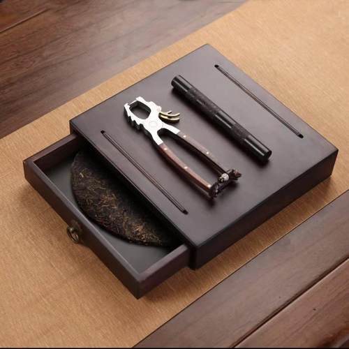 龙头茶钳+竹制茶盒+茶针套装