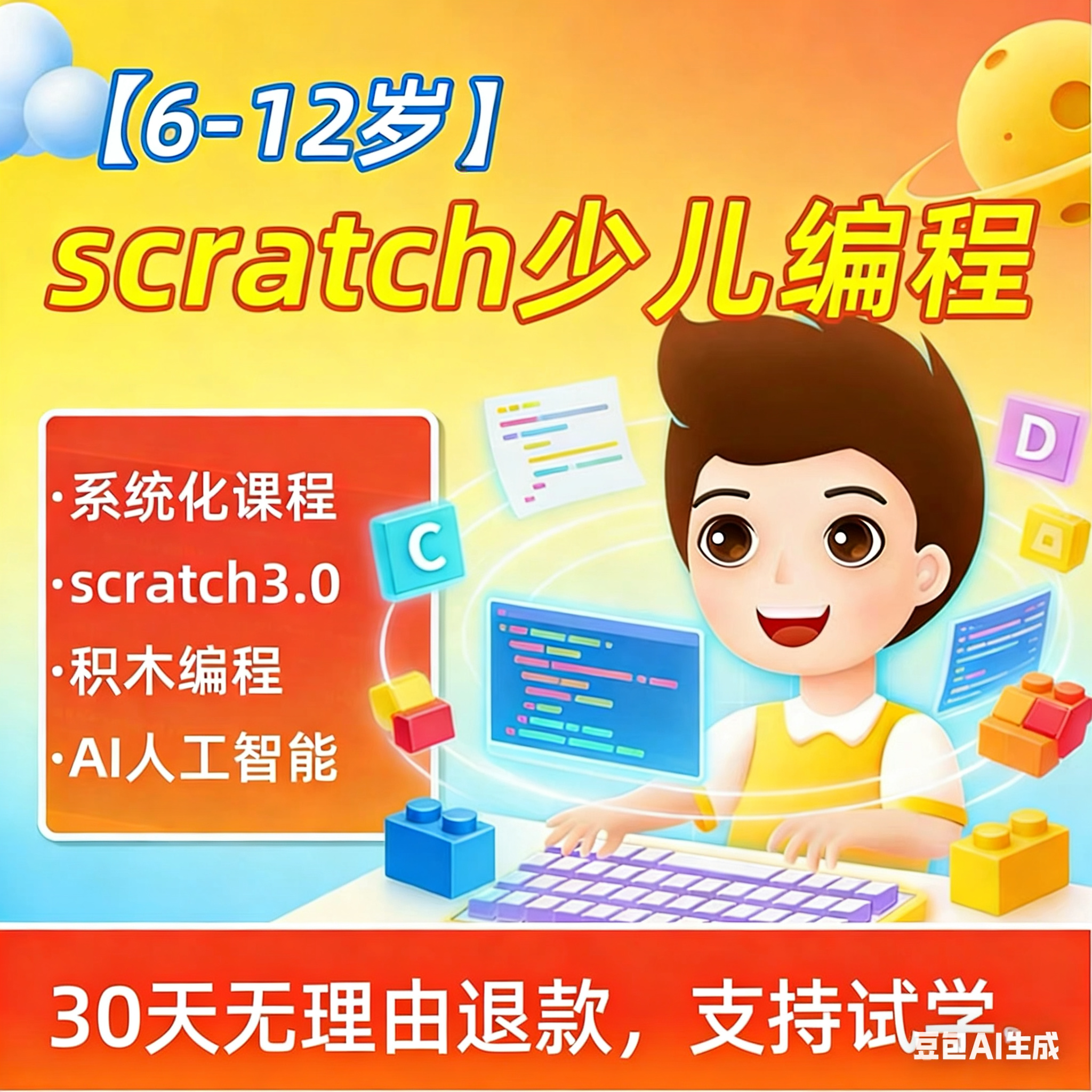 2026新版图形化编程Scratch3.0入门零基础自学教程录播网课核桃,教育培训,自我提升培训,淘宝优惠券,粉丝福利购,淘宝优惠卷