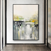 纯手绘抽象油画现代n玄关客厅挂画轻奢立体装 肌理壁 饰画简约竖版