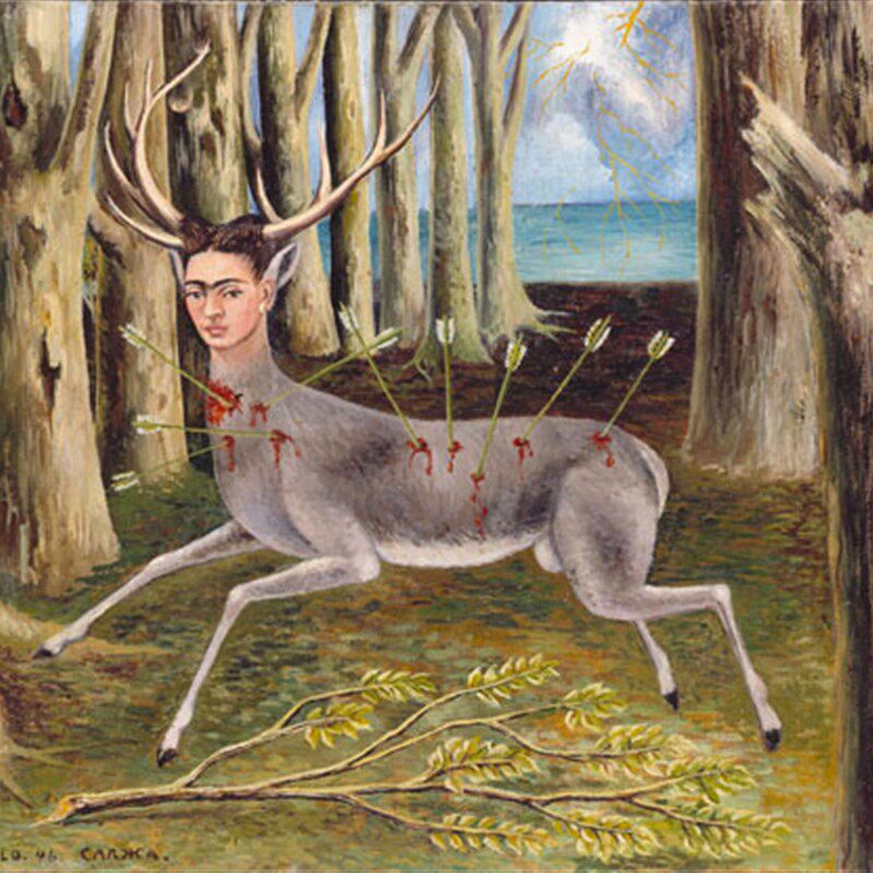 弗里达卡罗墨西哥女画家Frida zKahlo油画作品受伤的鹿临摹复制品