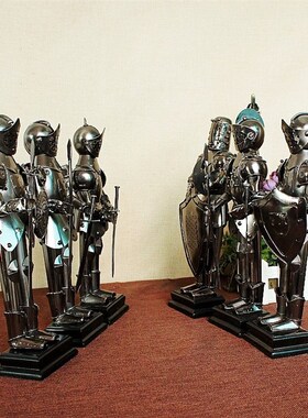 创意家居摆件欧式金属铁s艺武士战士骑士盾牌武士手握兵器工艺品