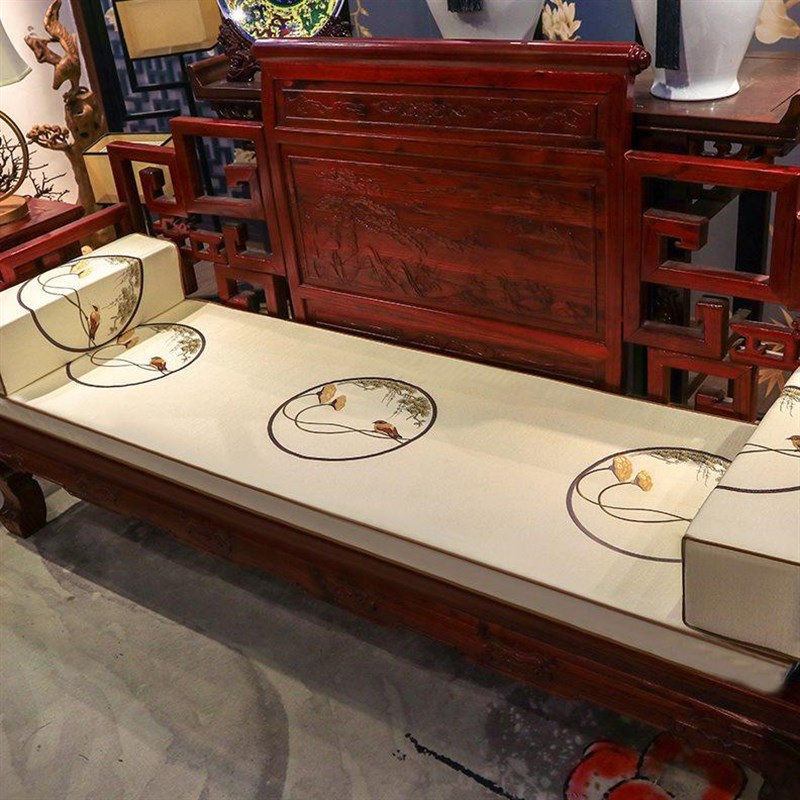 中式红木a沙发坐垫定制加厚海绵防滑罗汉床垫子五件套实木家具座