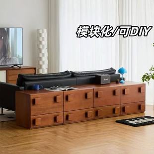 卡门柜中古风实木电视柜多功能组合柜沙发边柜储物可DIY复古斗柜