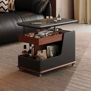 移动边几可升降茶几客厅家用小户型沙发边柜意式实木多功能小推车
