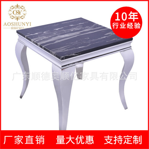 后现代镀金不锈钢大理石茶几简约北欧客厅高低大小组合创意茶桌