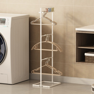 衣架收纳整理架阳台免打孔落地多层挂杆晾衣架收纳多功能挂钩