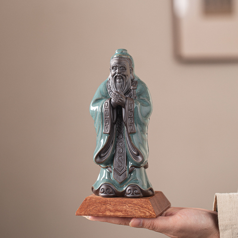 陶瓷孔子像摆件历史人物孔夫子雕塑像客厅书房桌面装饰工艺纪念品