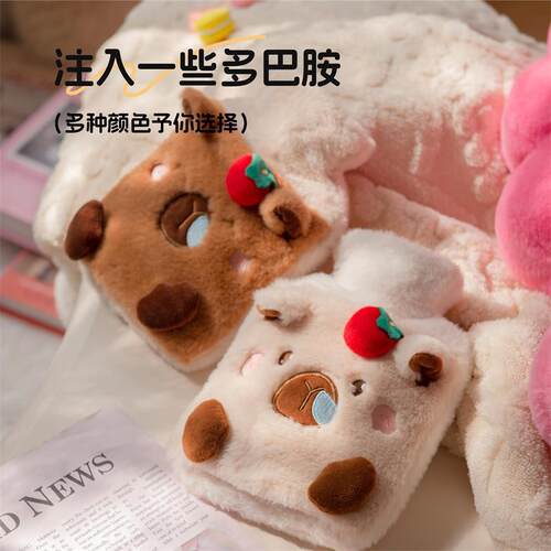 卡皮巴拉热水袋注水可爱加厚毛绒暖水袋秋冬保暖可爱暖手宝暖肚子