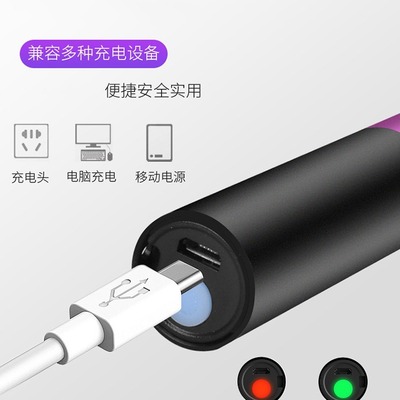 伍德氏灯5WUV紫光验钞手电照猫癣365nm荧光剂紫外线灯USB充电