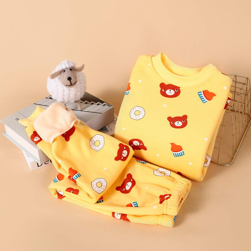 儿童加绒加厚保暖内衣套装男童秋衣秋裤女童宝宝秋冬款中大童睡衣