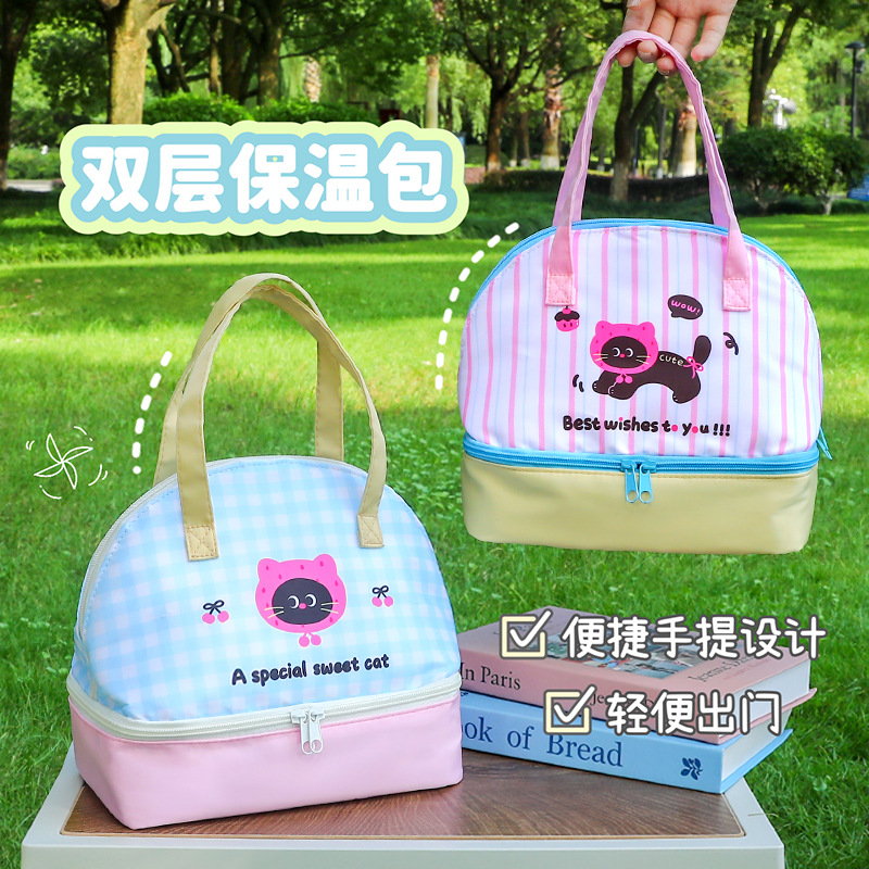 可爱饭盒手提袋子学生上班族午餐带饭保温袋便当包外出野餐包