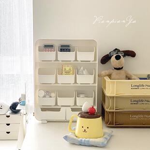 桌面收纳盒抽屉式小物件学生文具杂物整理盒多格多层办公桌置物架