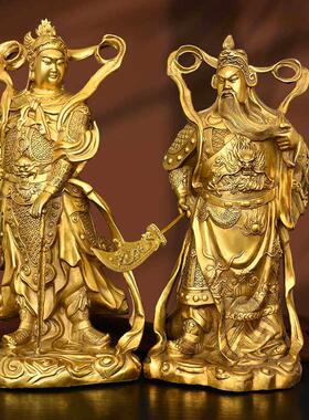 黄铜韦陀铜像韦陀菩萨家居摆饰家宅护宅韦陀伽蓝护发佛像关公韦陀