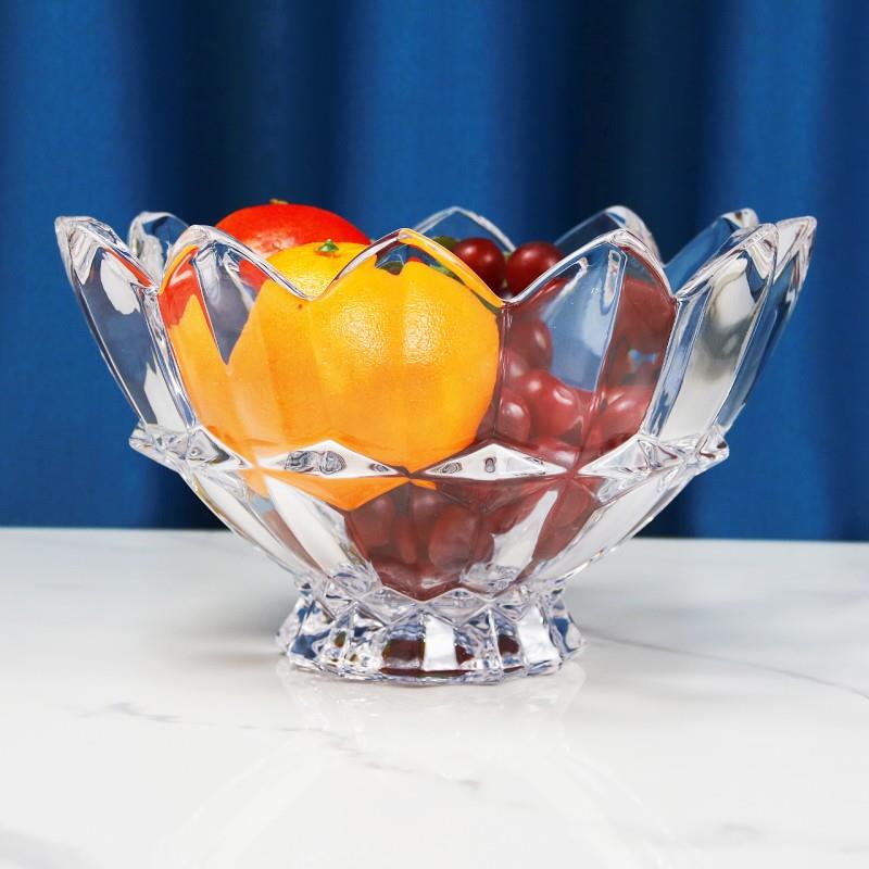 欧式轻奢水晶玻璃高脚莲花水果盘沙拉凉菜盘干果糖果拼盘加厚小料