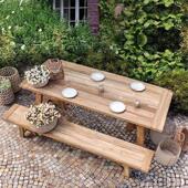 户外桌椅庭院别墅柚木长桌民宿露天室外花园露台实木长桌长凳组合