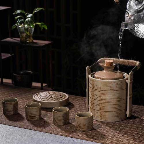 老式白酒清酒具套装陶瓷仿古热暖酒壶黄酒煮酒器温酒壶家用烫酒壶