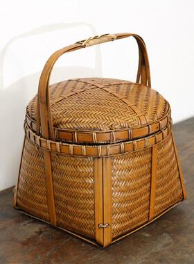 覆古篮竹编小篮水果篮家用小竹篮竹篮背包篮竹制品手编篮