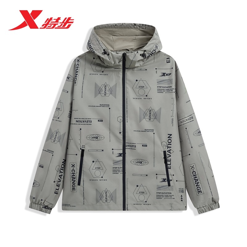 特步男子双层风衣2024春季新款字母休闲连帽双层夹克976129150362,运动服/休闲服装,运动茄克/外套,淘宝优惠券,粉丝福利购,淘宝优惠卷