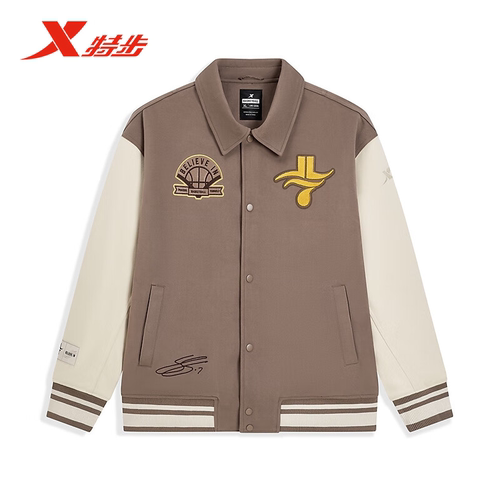 特步薄棉服运动翻领夹克男2025春季新款保暖防风外套975129170202