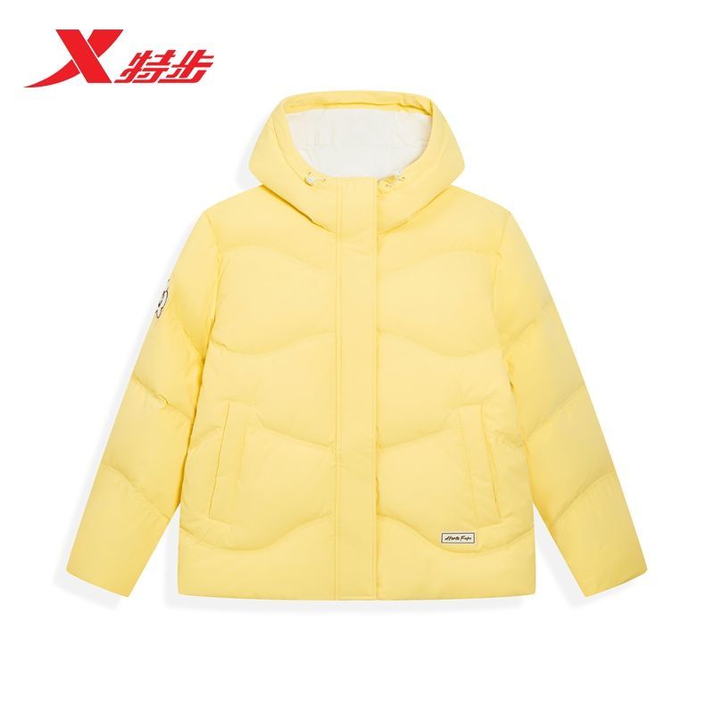 特步女冬季新款连帽羽绒服