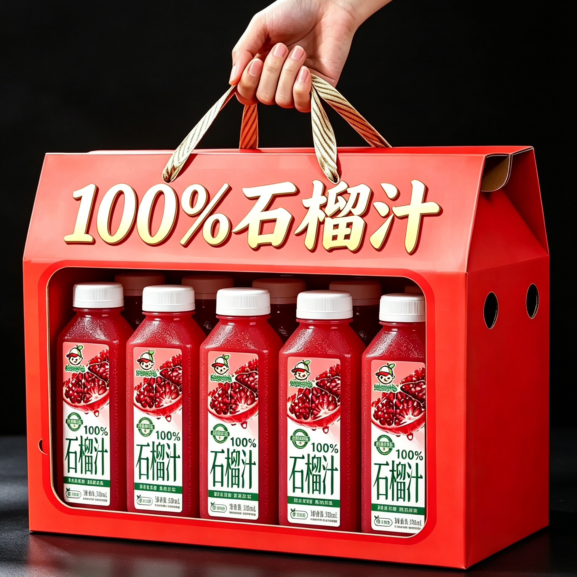 100%石榴汁整箱300ml*16盒装酸甜解腻新日期商超同款果汁饮料整箱