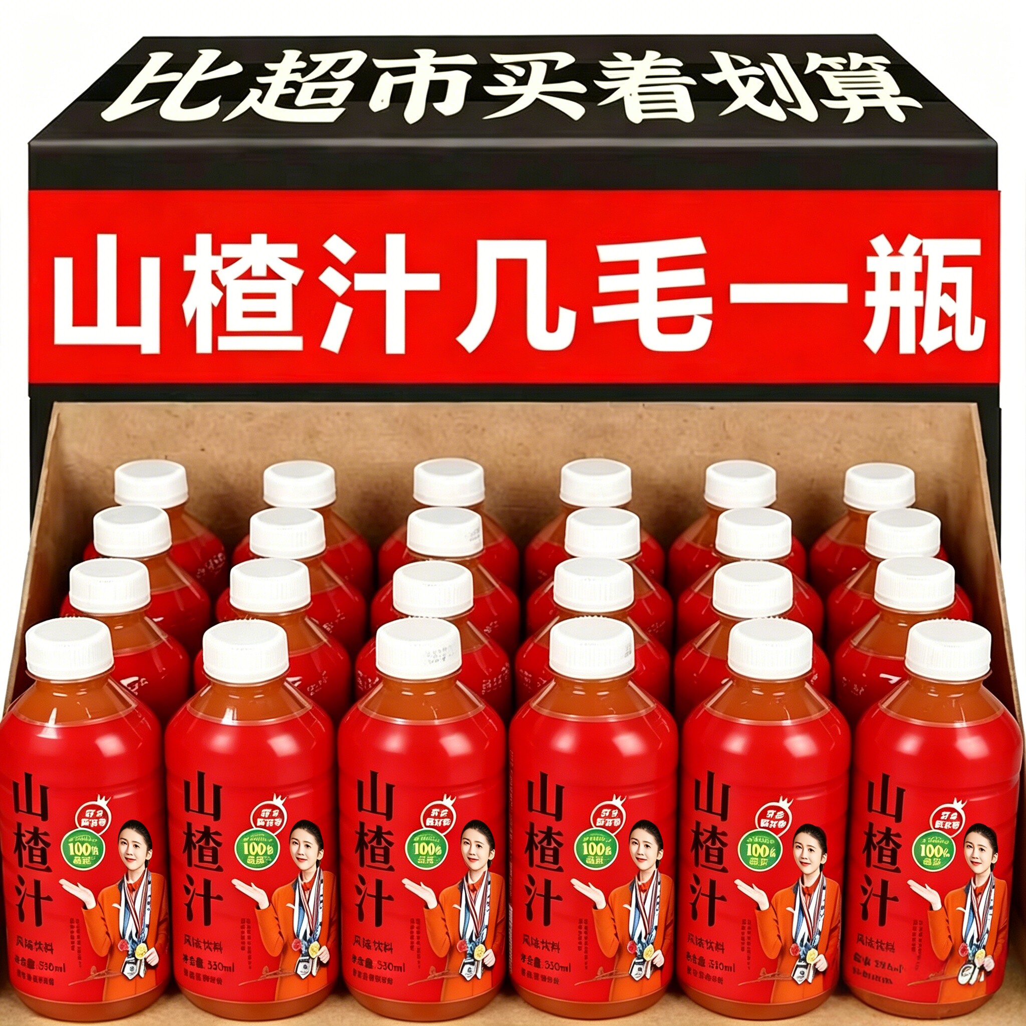 山楂汁饮料整箱24瓶*350ml酸甜好喝开胃解腻果汁新日期特价批发
