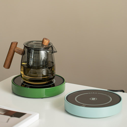 泡茶壶简易一人茶壶家用办公室茶具玻H璃壶底座加热恒温杯垫套装
