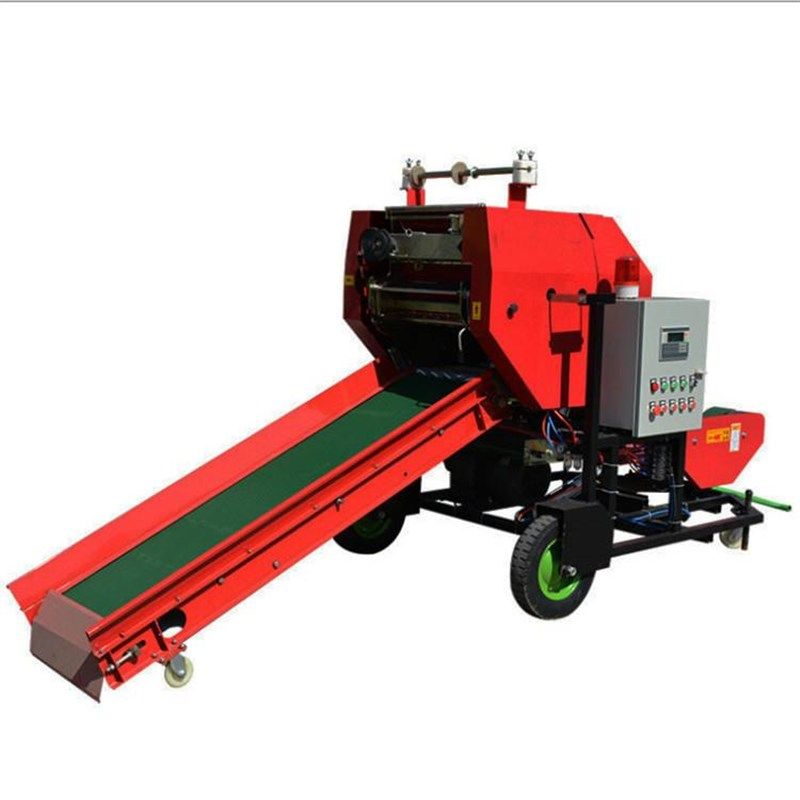 家用型青储草料打捆包膜机牛羊y养殖秸秆饲料压块机三缸牧草打包